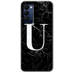Tecno Camon 18 Siyah Mermer Desenli Ü Harfi Baskılı Uyumlu Silikon Kılıf