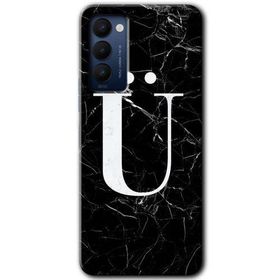 Tecno Camon 18 Siyah Mermer Desenli Ü Harfi Baskılı Uyumlu Silikon Kılıf