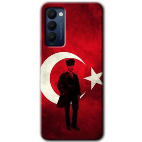 Tecno Camon 18 Siyah Mermer Desenli Y Harfi Baskılı Uyumlu Silikon Kılıf