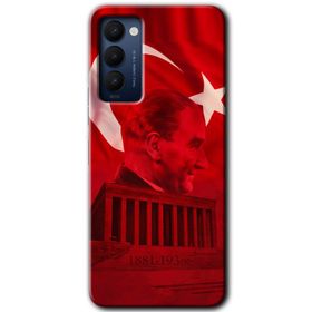 Tecno Camon 18 Siyah Mermer Desenli Y Harfi Baskılı Uyumlu Silikon Kılıf