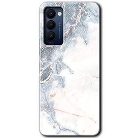 Tecno Camon 18 White Marble Baskılı Uyumlu Silikon Kılıf