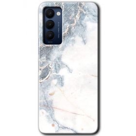 Tecno Camon 18 White Marble Baskılı Uyumlu Silikon Kılıf