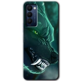 Tecno Camon 18 Yeşil Kurt Baskılı Uyumlu Silikon Kılıf