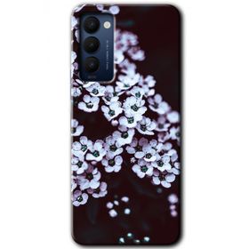 Tecno Camon 18P Beyaz Çiçek Baskılı Uyumlu Silikon Kılıf