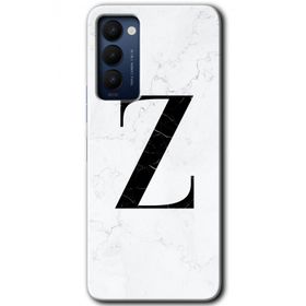 Tecno Camon 18P Beyaz Mermer Desenli Z Harfi Baskılı Uyumlu Silikon Kılıf