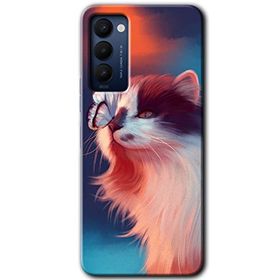 Tecno Camon 18P Cat Butterfly Baskılı Uyumlu Silikon Kılıf