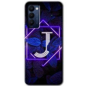 Tecno Camon 18P Dark Neon Yaprak J Harfi Baskılı Uyumlu Silikon Kılıf