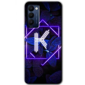 Tecno Camon 18P Dark Neon Yaprak K Harfi Baskılı Uyumlu Silikon Kılıf
