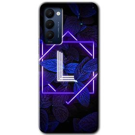 Tecno Camon 18P Dark Neon Yaprak L Harfi Baskılı Uyumlu Silikon Kılıf
