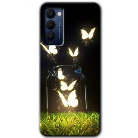 Tecno Camon 18P Işıklı Kelebekler Baskılı Uyumlu Silikon Kılıf
