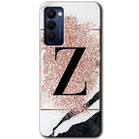 Tecno Camon 18P Pembe Mermer Desenli Z Harfi Baskılı Uyumlu Silikon Kılıf