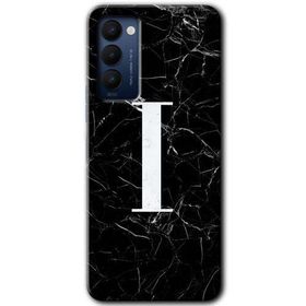 Tecno Camon 18P Siyah Mermer Desenli İ Harfi Baskılı Uyumlu Silikon Kılıf