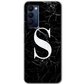 Tecno Camon 18P Siyah Mermer Desenli Ö Harfi Baskılı Uyumlu Silikon Kılıf