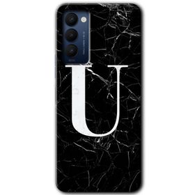 Tecno Camon 18P Siyah Mermer Desenli Ö Harfi Baskılı Uyumlu Silikon Kılıf