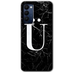 Tecno Camon 18P Siyah Mermer Desenli Ü Harfi Baskılı Uyumlu Silikon Kılıf
