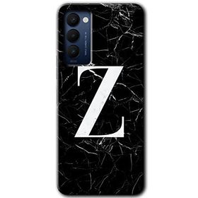 Tecno Camon 18P Siyah Mermer Desenli Z Harfi Baskılı Uyumlu Silikon Kılıf