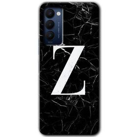 Tecno Camon 18P Siyah Mermer Desenli Z Harfi Baskılı Uyumlu Silikon Kılıf