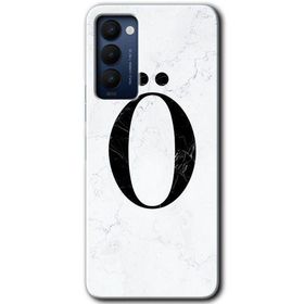 Tecno Camon 18T Beyaz Mermer Desenli Ö Harfi Baskılı Uyumlu Silikon Kılıf