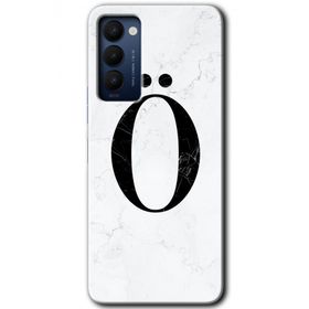 Tecno Camon 18T Beyaz Mermer Desenli Ö Harfi Baskılı Uyumlu Silikon Kılıf