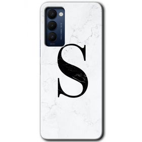 Tecno Camon 18T Beyaz Mermer Desenli Ş Harfi Baskılı Uyumlu Silikon Kılıf