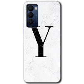 Tecno Camon 18T Beyaz Mermer Desenli U Harfi Baskılı Uyumlu Silikon Kılıf