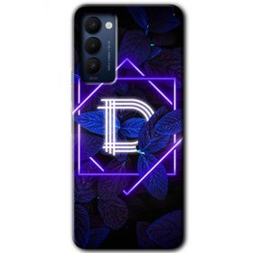 Tecno Camon 18T Dark Neon Yaprak D Harfi Baskılı Uyumlu Silikon Kılıf