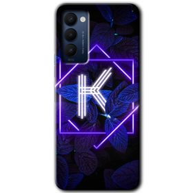 Tecno Camon 18T Dark Neon Yaprak H Harfi Baskılı Uyumlu Silikon Kılıf