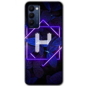 Tecno Camon 18T Dark Neon Yaprak H Harfi Baskılı Uyumlu Silikon Kılıf
