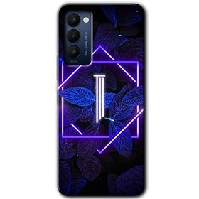Tecno Camon 18T Dark Neon Yaprak I Harfi Baskılı Uyumlu Silikon Kılıf
