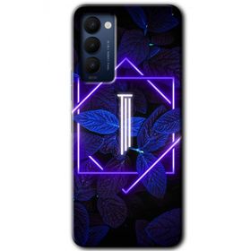 Tecno Camon 18T Dark Neon Yaprak I Harfi Baskılı Uyumlu Silikon Kılıf