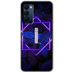 Tecno Camon 18T Dark Neon Yaprak I Harfi Baskılı Uyumlu Silikon Kılıf