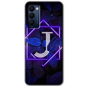 Tecno Camon 18T Dark Neon Yaprak J Harfi Baskılı Uyumlu Silikon Kılıf