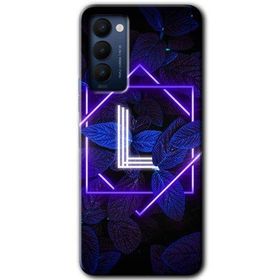 Tecno Camon 18T Dark Neon Yaprak L Harfi Baskılı Uyumlu Silikon Kılıf