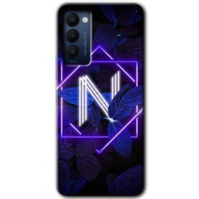 Tecno Camon 18T Dark Neon Yaprak N Harfi Baskılı Uyumlu Silikon Kılıf