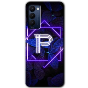 Tecno Camon 18T Dark Neon Yaprak P Harfi Baskılı Uyumlu Silikon Kılıf