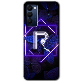 Tecno Camon 18T Dark Neon Yaprak R Harfi Baskılı Uyumlu Silikon Kılıf