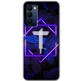 Tecno Camon 18T Dark Neon Yaprak T Harfi Baskılı Uyumlu Silikon Kılıf
