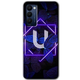 Tecno Camon 18T Dark Neon Yaprak U Harfi Baskılı Uyumlu Silikon Kılıf