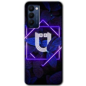 Tecno Camon 18T Dark Neon Yaprak U Harfi Baskılı Uyumlu Silikon Kılıf