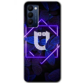 Tecno Camon 18T Dark Neon Yaprak U Harfi Baskılı Uyumlu Silikon Kılıf