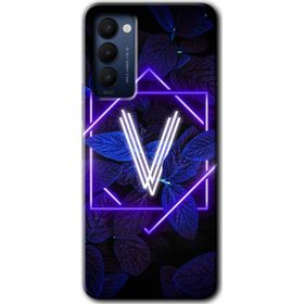Tecno Camon 18T Dark Neon Yaprak V Harfi Baskılı Uyumlu Silikon Kılıf