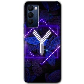 Tecno Camon 18T Dark Neon Yaprak Y Harfi Baskılı Uyumlu Silikon Kılıf
