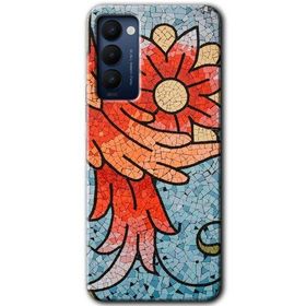 Tecno Camon 18T Mozaik Çiçek Baskılı Uyumlu Silikon Kılıf