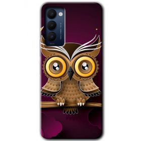Tecno Camon 18T Owl Bird Branch Baskılı Uyumlu Silikon Kılıf