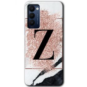 Tecno Camon 18T Pembe Mermer Desenli Z Harfi Baskılı Uyumlu Silikon Kılıf