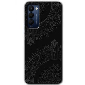 Tecno Camon 18T Siyah Mandala Baskılı Uyumlu Silikon Kılıf