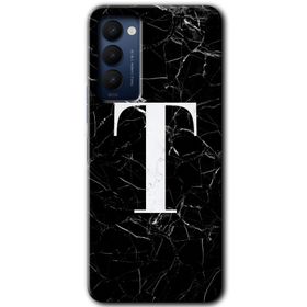 Tecno Camon 18T Siyah Mermer Desenli Ö Harfi Baskılı Uyumlu Silikon Kılıf