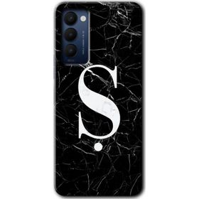 Tecno Camon 18T Siyah Mermer Desenli Ş Harfi Baskılı Uyumlu Silikon Kılıf