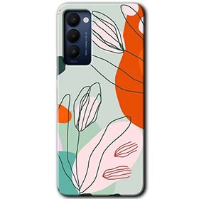 Tecno Camon 18T Vektör Çiçekler Baskılı Uyumlu Silikon Kılıf