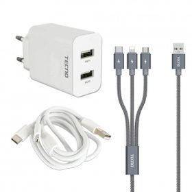 Tecno Pova 2 Çift Çıkışlı Hızlı Şarj Aleti ve Şarj Kablosu